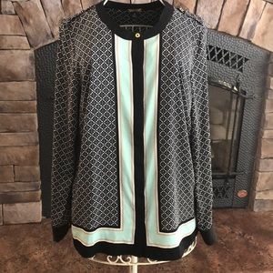 Dana Buchman Geometric Printed Blouse EUC